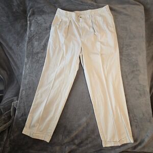 Bills Khakis M2 Relaxed Fit Pleated Chino Pants Mens 42 Stone Cotton Made in USA